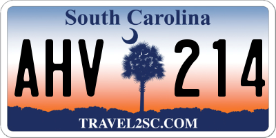 SC license plate AHV214