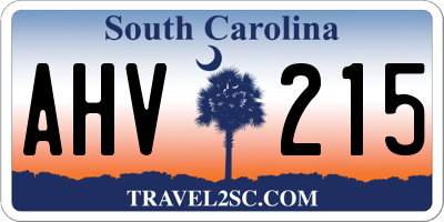 SC license plate AHV215