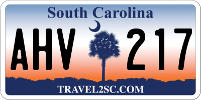 SC license plate AHV217