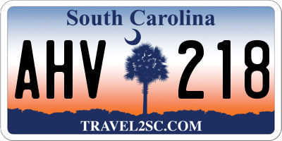 SC license plate AHV218