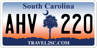 SC license plate AHV220