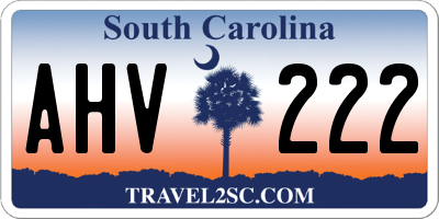SC license plate AHV222