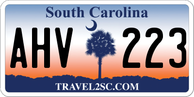 SC license plate AHV223