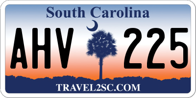 SC license plate AHV225