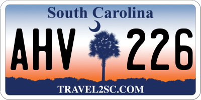 SC license plate AHV226