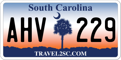 SC license plate AHV229