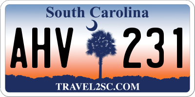 SC license plate AHV231