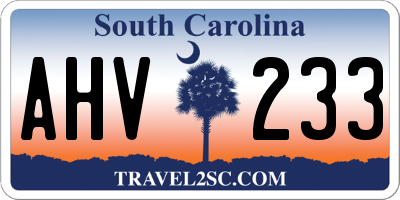SC license plate AHV233