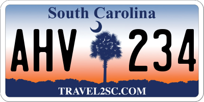 SC license plate AHV234