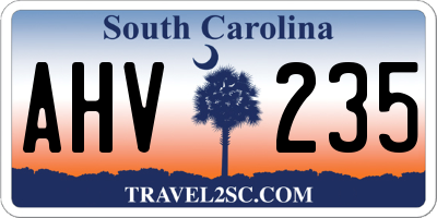 SC license plate AHV235