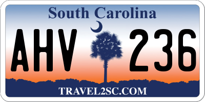 SC license plate AHV236