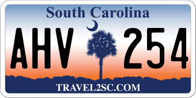 SC license plate AHV254