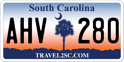 SC license plate AHV280