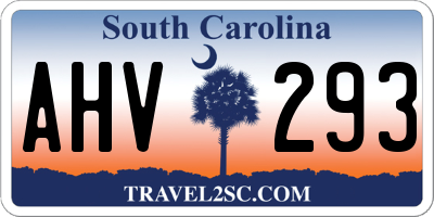 SC license plate AHV293