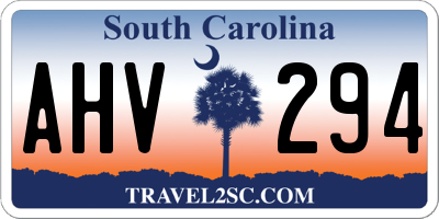 SC license plate AHV294