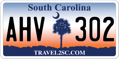 SC license plate AHV302