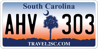 SC license plate AHV303
