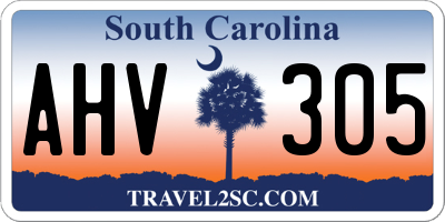 SC license plate AHV305