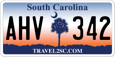 SC license plate AHV342