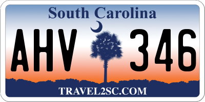 SC license plate AHV346