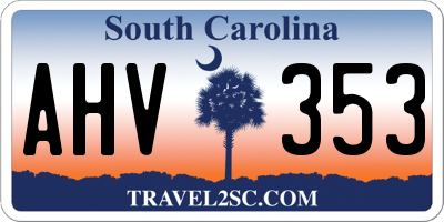 SC license plate AHV353