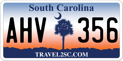 SC license plate AHV356