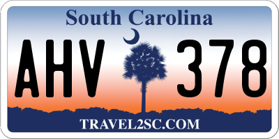 SC license plate AHV378