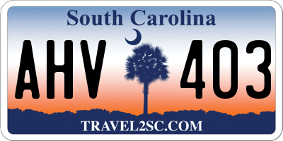 SC license plate AHV403