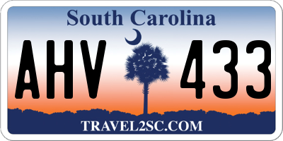 SC license plate AHV433