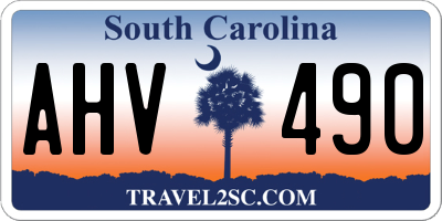 SC license plate AHV490