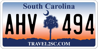 SC license plate AHV494