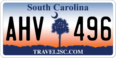 SC license plate AHV496