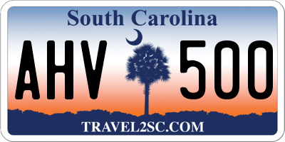 SC license plate AHV500