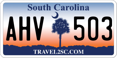 SC license plate AHV503
