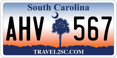 SC license plate AHV567