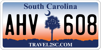 SC license plate AHV608