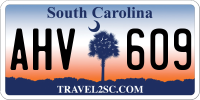 SC license plate AHV609