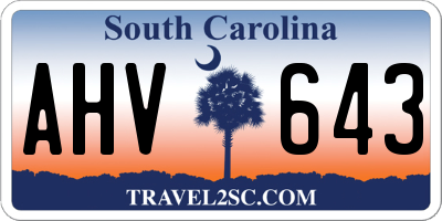 SC license plate AHV643