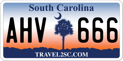 SC license plate AHV666