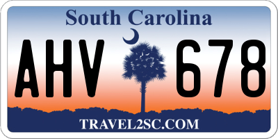SC license plate AHV678