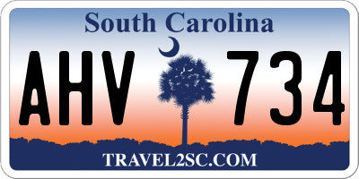 SC license plate AHV734