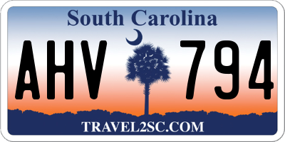SC license plate AHV794