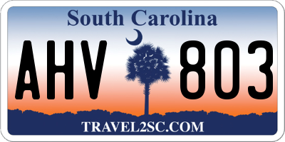 SC license plate AHV803