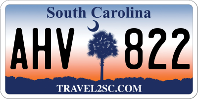 SC license plate AHV822
