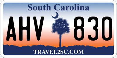 SC license plate AHV830