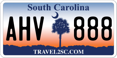 SC license plate AHV888