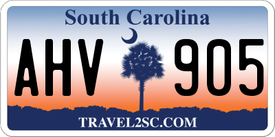 SC license plate AHV905