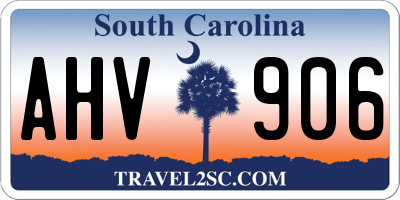 SC license plate AHV906