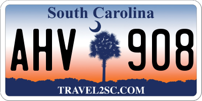 SC license plate AHV908
