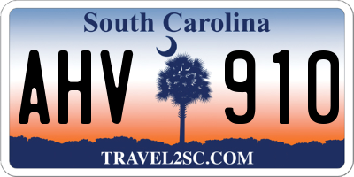 SC license plate AHV910